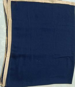 Elegant Navy Dupatta with Golden Border