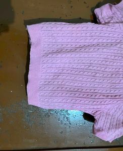 Pink Cable Knit Short Sleeve Top