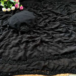 Elegant Black Sequin Saree
