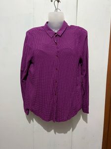 Purple Polka Dot Button-Up Shirt
