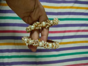 Elegant Pearl & Gold Bangles
