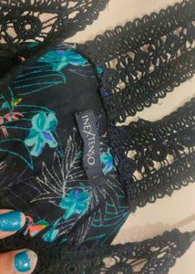 Black Flowy Floral Print Mini Jumpsuit 42 Bust