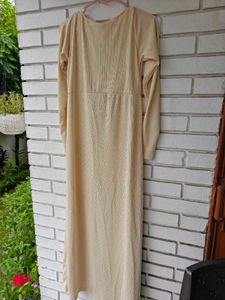 Elegant Beige Cowl Neck Midi Dress
