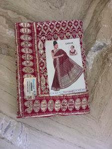 Elegant Maroon Embellished Saree