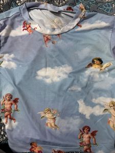 Cloud Cherub Print Cropped Top