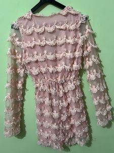 Pink Fringe Detail playsuit