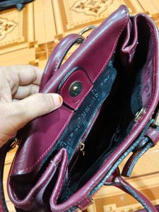 Lancaster Burgundy Monogram Tote Bag