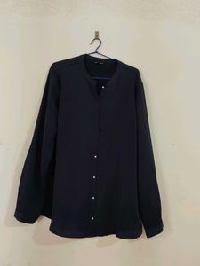 Classic Navy Button-Up Blouse
