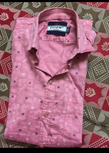 Evion Men's Pink Casual Patterned Shirt