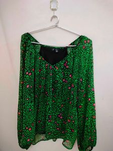 Floral Green Top Size XXL