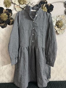 Chic Gingham Tiered Shirt Dress