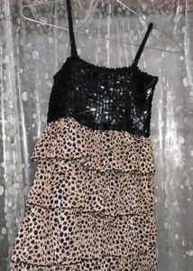Black Sequins Designer Flared One Piece For Girls