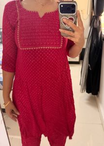 Beautiful Pink Embroidered Kurta set