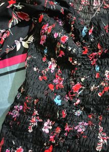 Black Floral Smocked Puff Sleeve Mini Dress