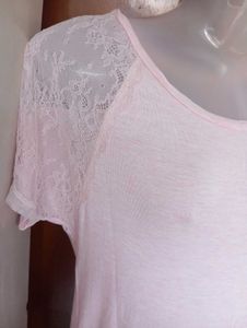 Light Pink Lace Sleeve Top