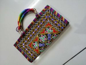 Embroidered Clutch with Mirror Work