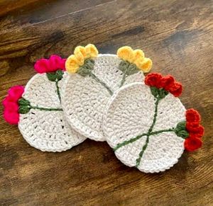 Handmade Flower Coasters (Set of 3)