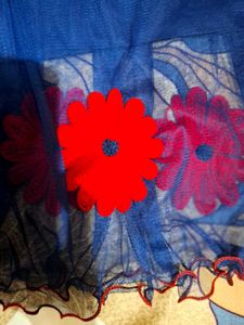 Blue Net Flowy Skirt | Floral Design