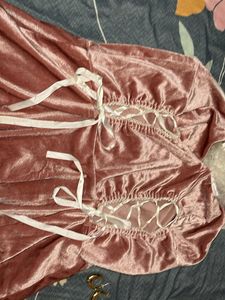 Cute Pink Velvet Lingerie Dress with Fur Trim