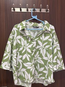 Green Floral Print Blouse