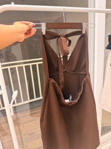 Brown Halter Neck Dress