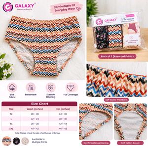 Pack of 3 Galaxy Premium Printed Panty