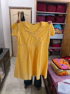 Bright Yellow Embroidered Kurta