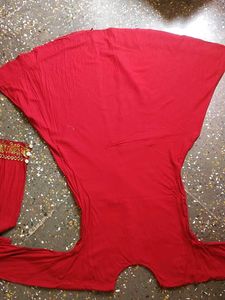 Red Kurta n plazo set with Golden Embroidery