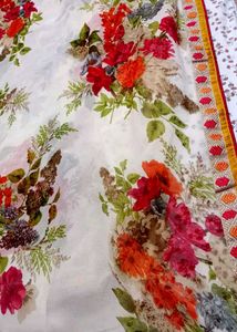 Floral White Saree