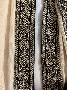 Black Beige Embroidered Dupatta