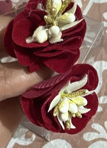 12 Maroon Velvet Floral Hair Pins
