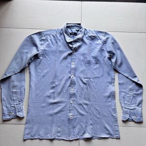 Men's Blue Striped Button-Down Shirt