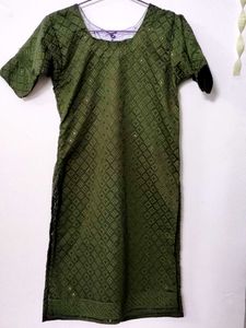 🆕 Embroidery Olive Green Kurta😍