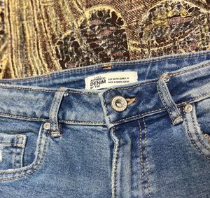 Blue Denim light torn Shorts