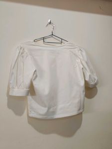 Embroidered White Cropped Top