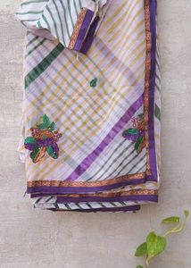 💜 Elegant Purple Border Leheriya Saree – Good Con