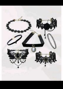 Gothic Black Lace Choker Set