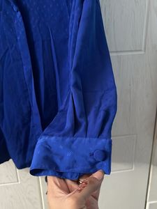 Royal Blue Button-Up Blouse