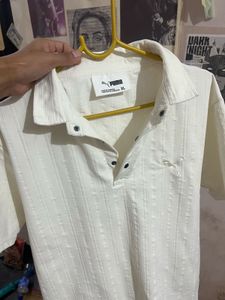 Cream Textured Polo Shirt
