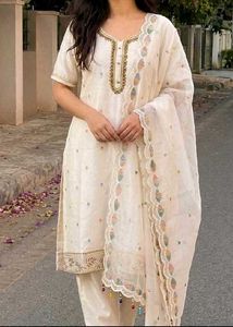 Elegant Cream Kurta Set with Dupatta