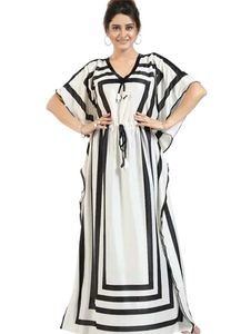 NEW ✨💎Stylish Black & White Striped Kaftan