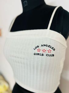 White Ribbed Crop Top - LA Girls Club