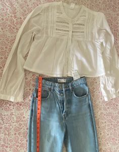 Zara High Waisted Jeans &amp; White Blouse