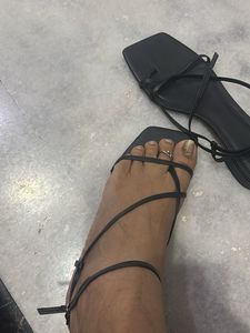Stylish Black Strappy 1” heel Sandals