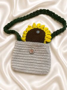 Handmade Crochet Sunflower Crossbody Bag