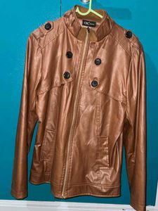 CNC Fashions Brown Faux Leather Jacket