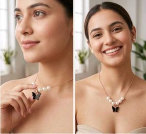 Pearl Necklace with Butterfly Pendant