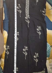 Elegant Black Kurta with White Print