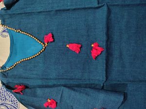 Stylish Blue Kurta with Tassel Detail