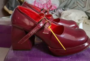 Burgundy Platform Mary Janes